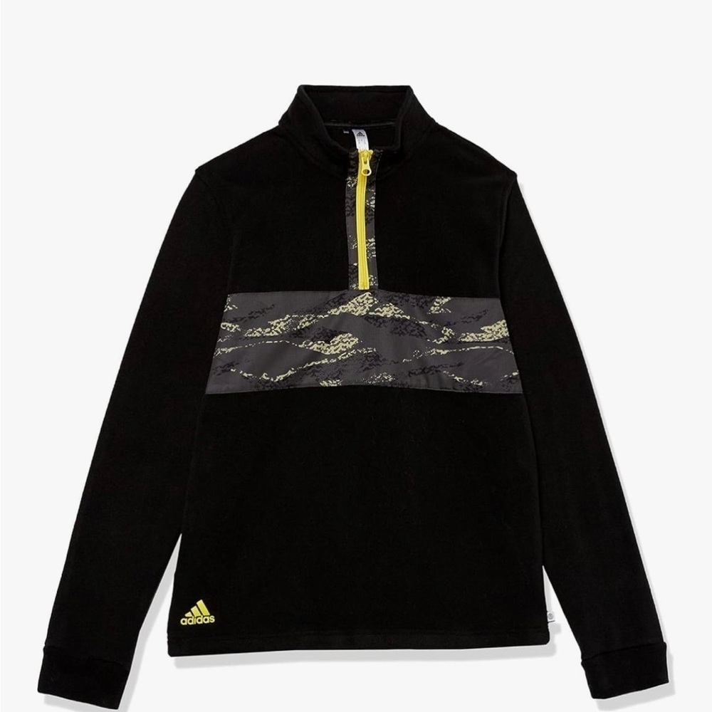 Adidas Black and Yellow Quarter-Zip Pullover Boys XL NWT